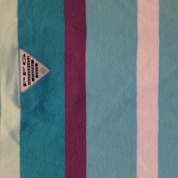 Columbia PFG Omni Wick Women's Size XL Striped Short Sleeve Popover Top - Picture 8 of 13